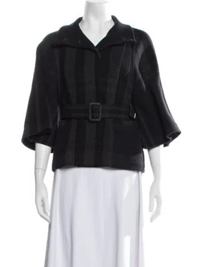 Pre-owned Theory Virgin Wool Striped Jacket In Black