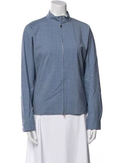 Pre-owned Theory Virgin Wool Striped Jacket In Blue