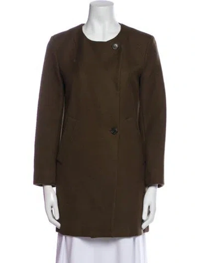 Pre-owned Theory Virgin Wool Striped Jacket In Green