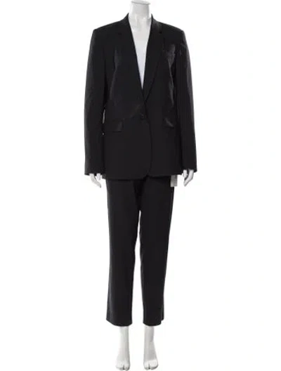 Pre-owned Theory Virgin Wool Striped Pantsuit In Black