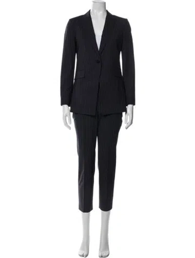 Pre-owned Theory Virgin Wool Striped Pantsuit In Blue