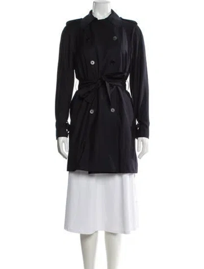 Pre-owned Theory Virgin Wool Trench Coat In Blue