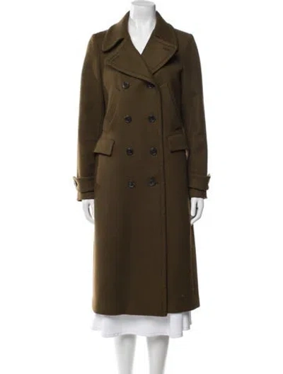 Pre-owned Theory Virgin Wool Trench Coat In Green
