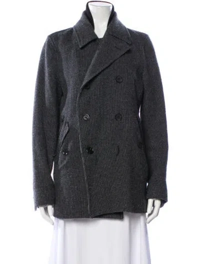 Pre-owned Theory Virgin Wool Tweed Pattern Blazer In Gray