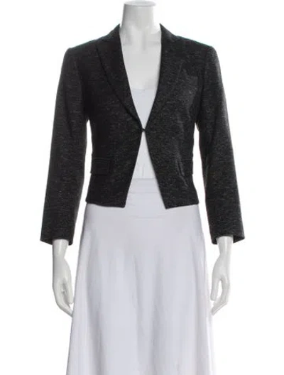Pre-owned Theory Virgin Wool Tweed Pattern Blazer In Gray