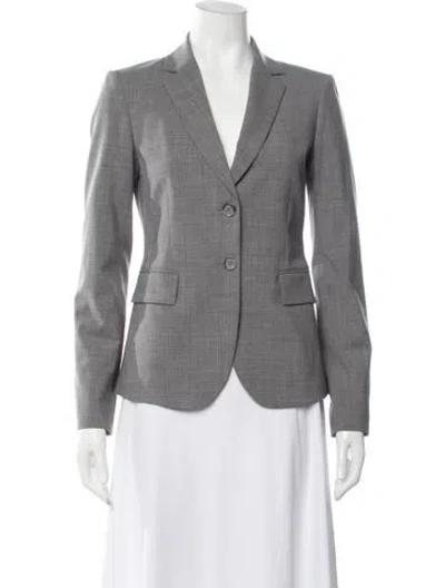 Pre-owned Theory Virgin Wool Tweed Pattern Blazer In Grey