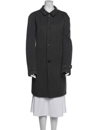 Pre-owned Theory Virgin Wool Tweed Pattern Coat In Gray