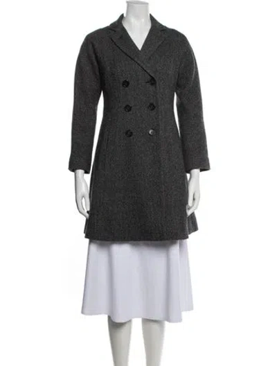 Pre-owned Theory Virgin Wool Tweed Pattern Coat In Gray