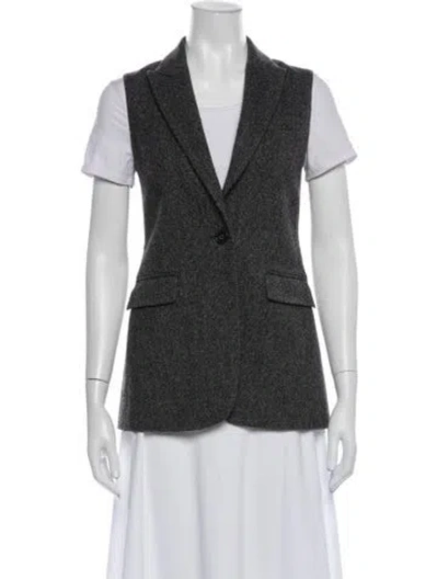 Pre-owned Theory Virgin Wool Tweed Pattern Vest In Gray