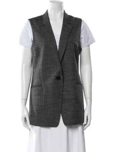 Pre-owned Theory Virgin Wool Tweed Pattern Vest In Gray