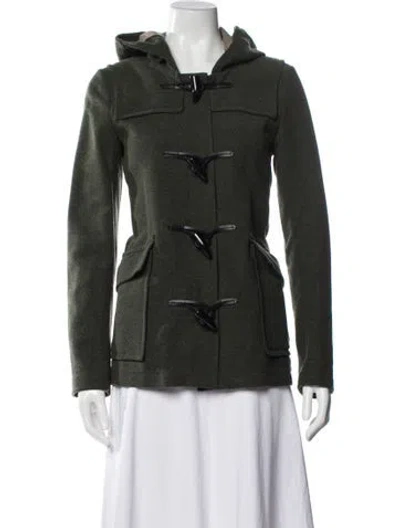 Pre-owned Theory Virgin Wool Utility Jacket In Green