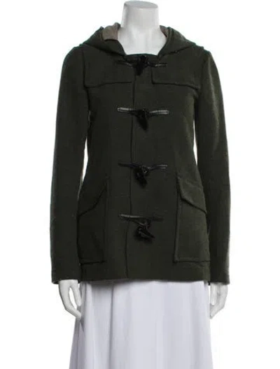 Pre-owned Theory Virgin Wool Utility Jacket In Green