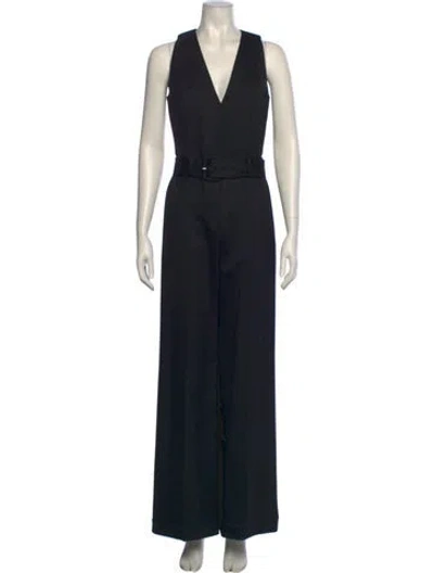 Pre-owned Theory Virgin Wool V-neck Jumpsuit In Black