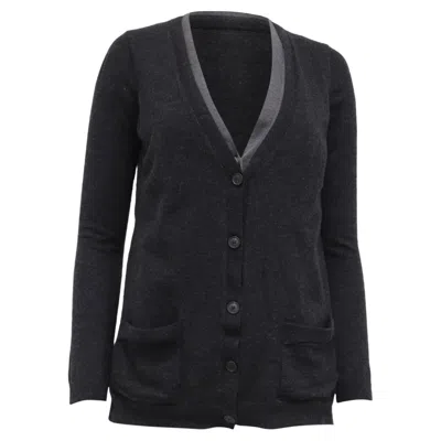 Theory V-neck Cardigan In Grey Wool In Gray