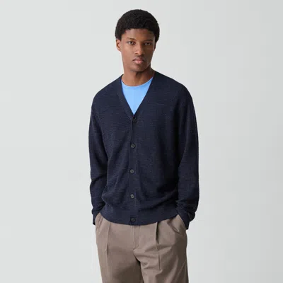 Theory V-neck Cardigan In Pacific Linen In Blue