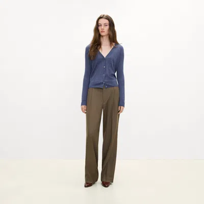 Theory V-neck Cardigan In Regal Wool In Blue
