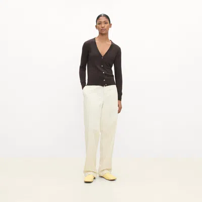Theory V-neck Cardigan In Regal Wool In Brown