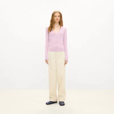 Theory V-neck Cardigan In Regal Wool In Rose Mauve