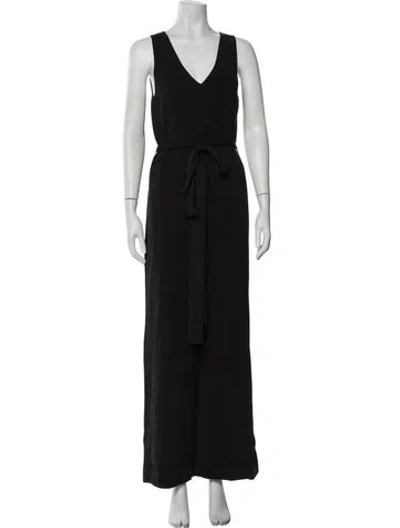 Pre-owned Theory V-neck Jumpsuit In Black