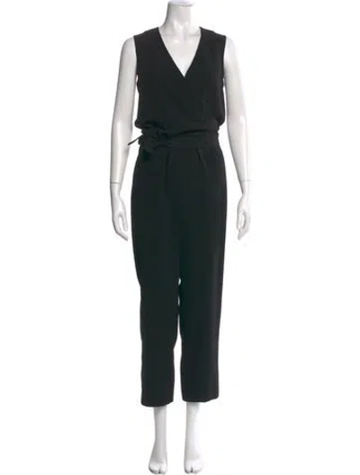 Pre-owned Theory V-neck Jumpsuit In Black