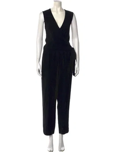 Pre-owned Theory V-neck Jumpsuit In Black