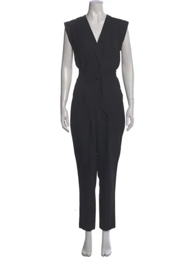 Pre-owned Theory V-neck Jumpsuit In Black