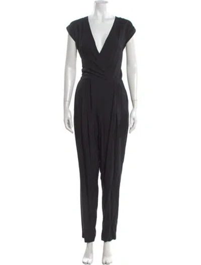 Pre-owned Theory V-neck Jumpsuit In Black