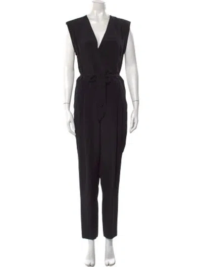 Pre-owned Theory V-neck Jumpsuit In Black