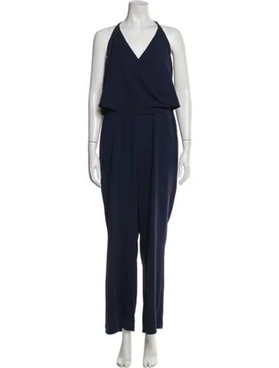 Pre-owned Theory V-neck Jumpsuit In Blue