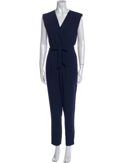 Pre-owned Theory V-neck Jumpsuit In Blue