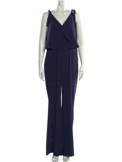 Pre-owned Theory V-neck Jumpsuit In Blue