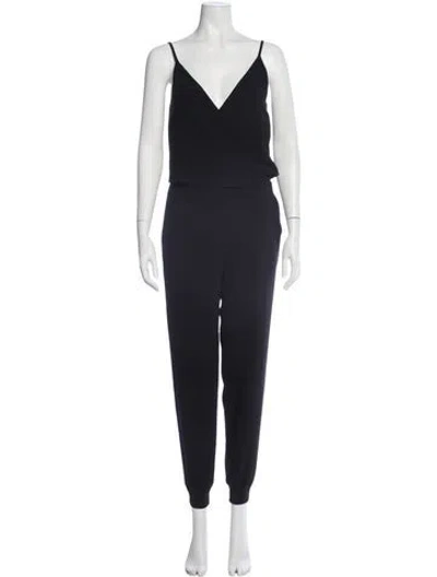 Pre-owned Theory V-neck Jumpsuit In Blue