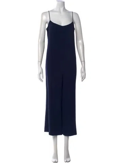 Pre-owned Theory V-neck Jumpsuit In Blue