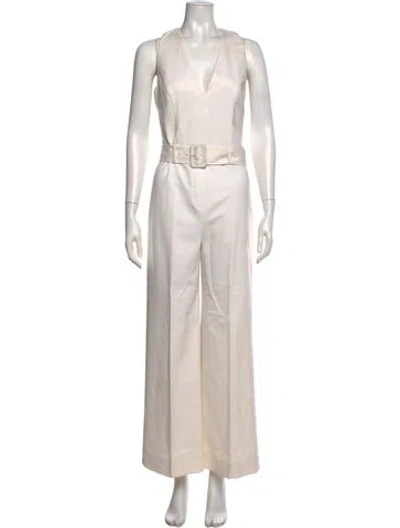 Pre-owned Theory V-neck Jumpsuit In Neutral