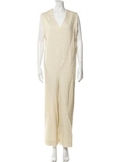 Pre-owned Theory V-neck Jumpsuit In Neutral
