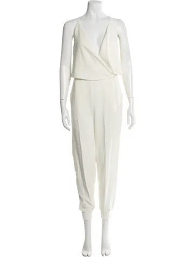 Pre-owned Theory V-neck Jumpsuit In Neutral