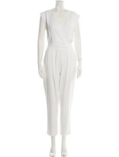 Pre-owned Theory V-neck Jumpsuit In White