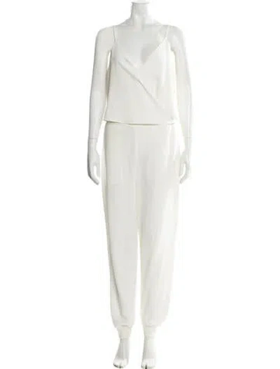 Pre-owned Theory V-neck Jumpsuit In White