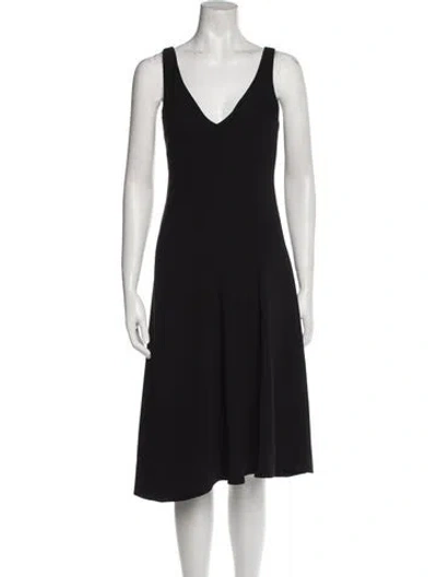 Pre-owned Theory V-neck Knee-length Dress In Black
