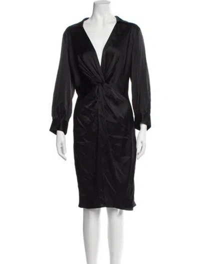 Pre-owned Theory V-neck Knee-length Dress In Black