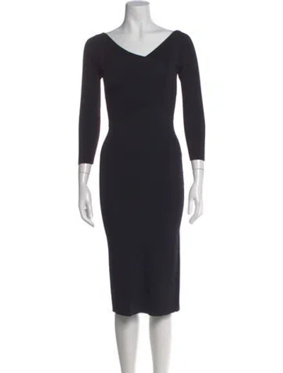 Pre-owned Theory V-neck Knee-length Dress In Black