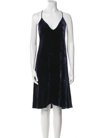 Pre-owned Theory V-neck Knee-length Dress In Blue