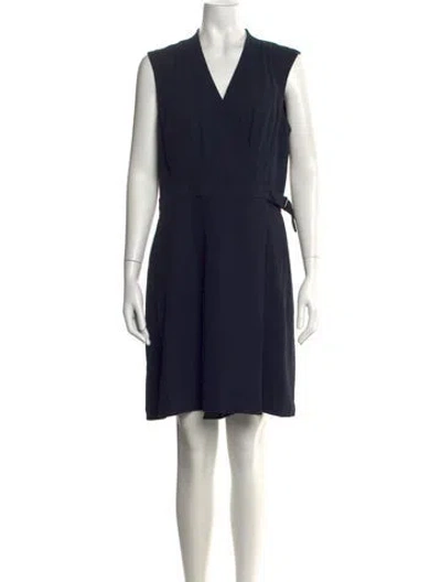 Pre-owned Theory V-neck Knee-length Dress In Blue