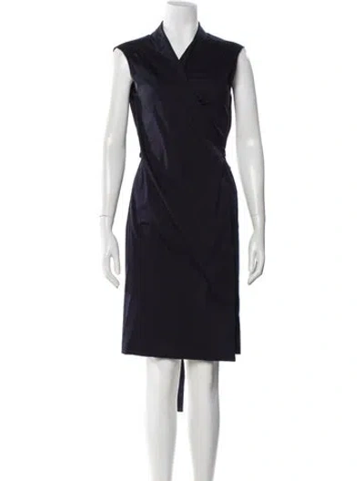 Pre-owned Theory V-neck Knee-length Dress In Blue