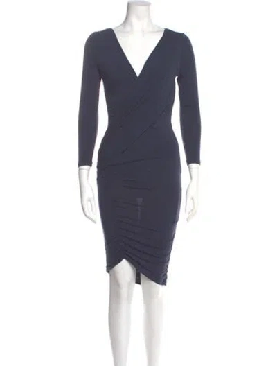 Pre-owned Theory V-neck Knee-length Dress In Blue