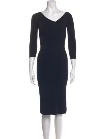Pre-owned Theory V-neck Knee-length Dress In Blue