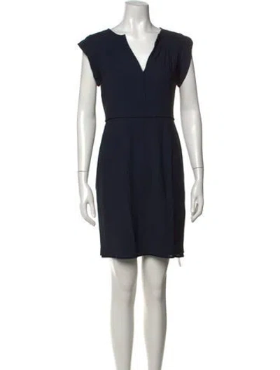 Pre-owned Theory V-neck Knee-length Dress In Blue