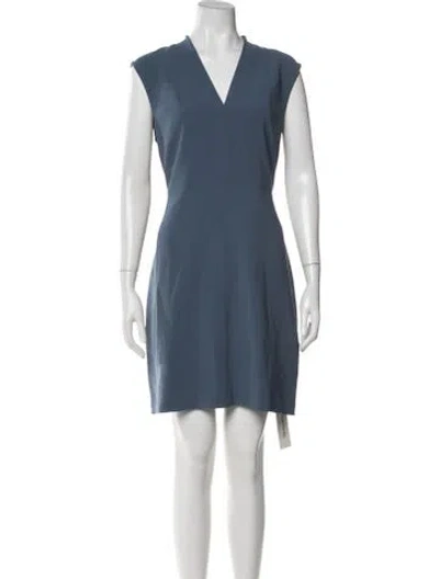 Pre-owned Theory V-neck Knee-length Dress In Blue