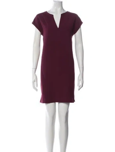Pre-owned Theory V-neck Knee-length Dress In Burgundy