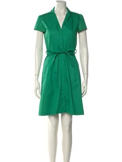 Pre-owned Theory V-neck Knee-length Dress In Green